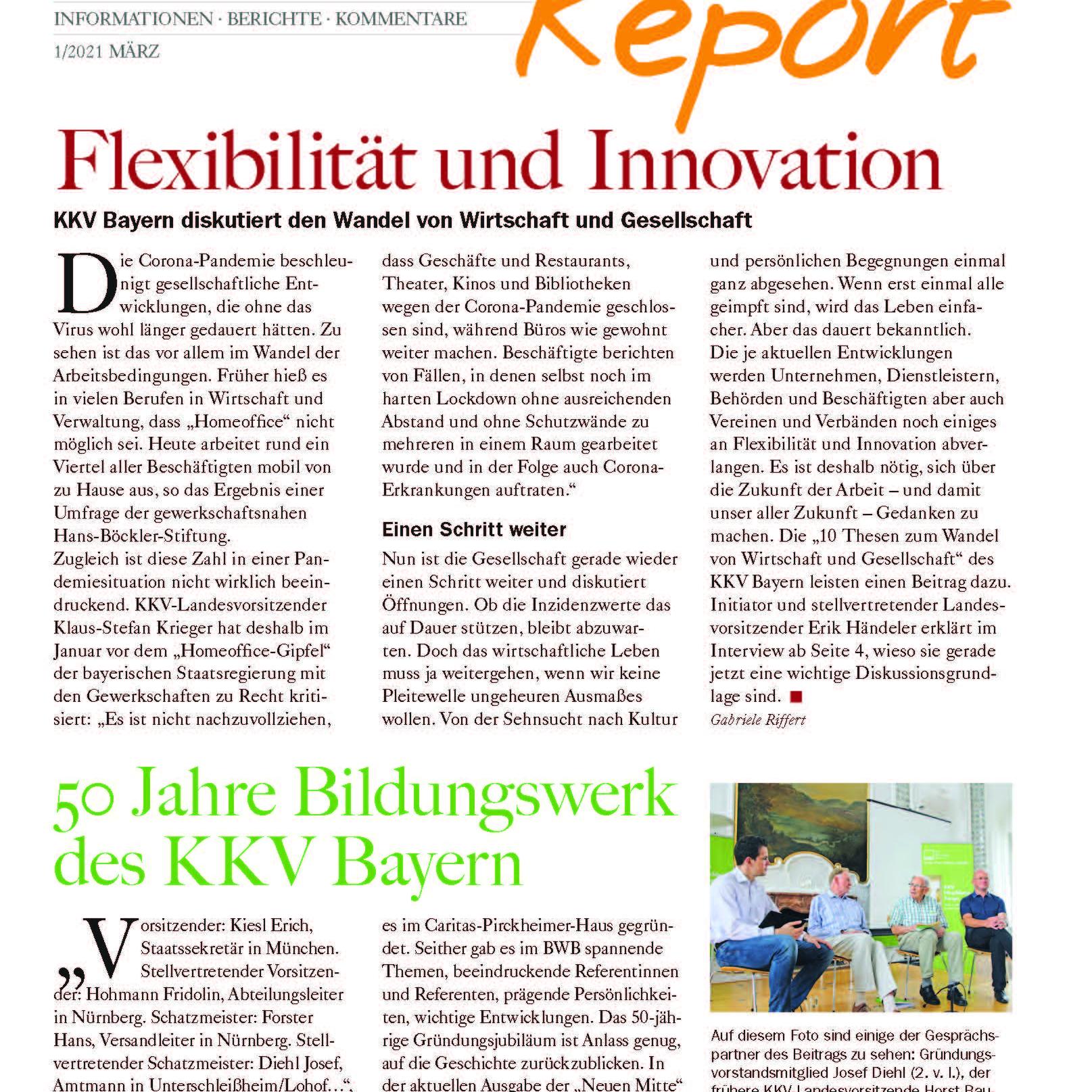 Titel des KKV Bayern Report 1/2021