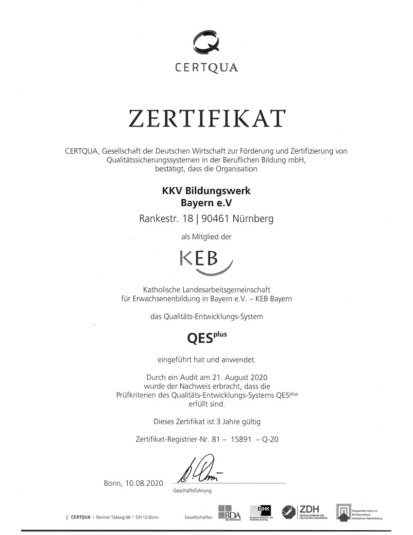 QESplus-Zertifikat 2020